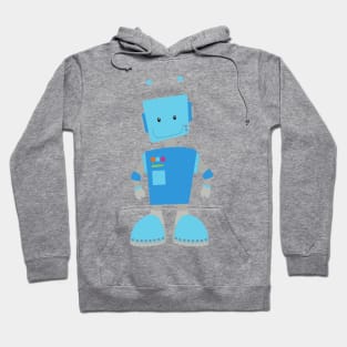 Cute Robot, Funny Robot, Silly Robot, Blue Robot Hoodie